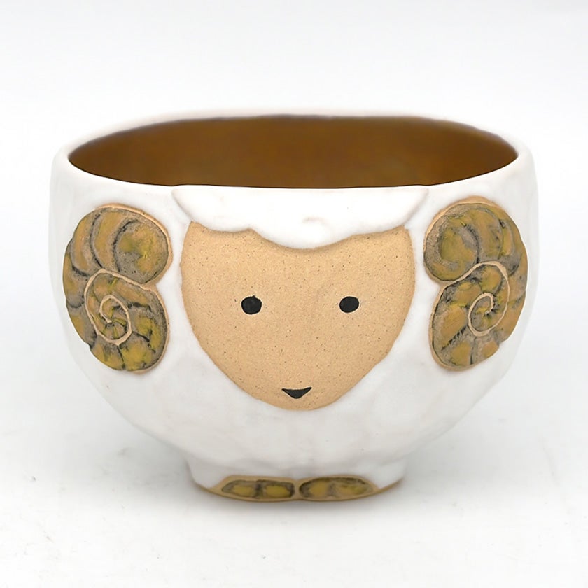 中村良二　茶碗　ひつじ　新品未使用保存品 茶道具 抹茶茶碗（まっちゃちゃわん） 茶碗 内金未 中村 良二 干支 未
