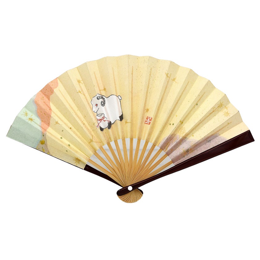茶道具 扇子（せんす） 扇子 5寸 溜塗 羊土鈴 干支 未（ひつじ、羊）