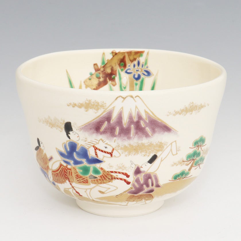 茶道具 抹茶茶碗（まっちゃちゃわん） 茶碗 色絵 東下り（伊勢物語