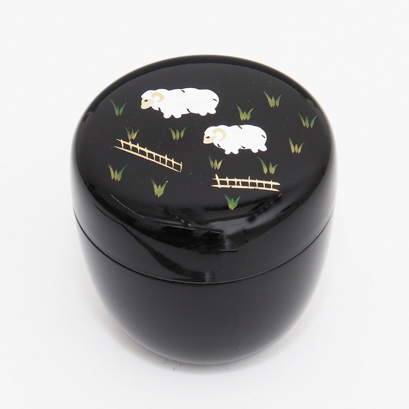 茶道具 薄茶器（うすちゃき） 中棗 親子羊蒔絵 樹脂製 東雲 干支 未