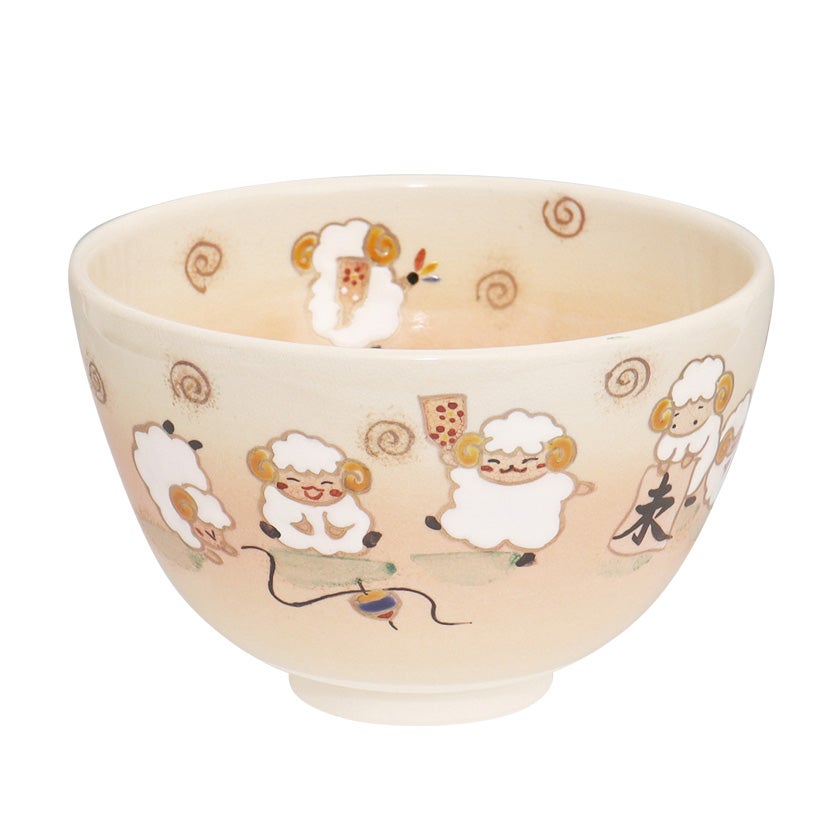 茶道具 抹茶茶碗（まっちゃちゃわん） 茶碗 色絵 ひつじの正月 加藤