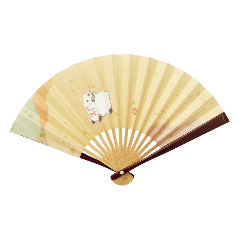 茶箱セット　溜め塗り　扇子模様 茶道具 扇子（せんす） 干支扇子 切り継ぎ懐紙に土鈴 5寸溜塗 （裏面