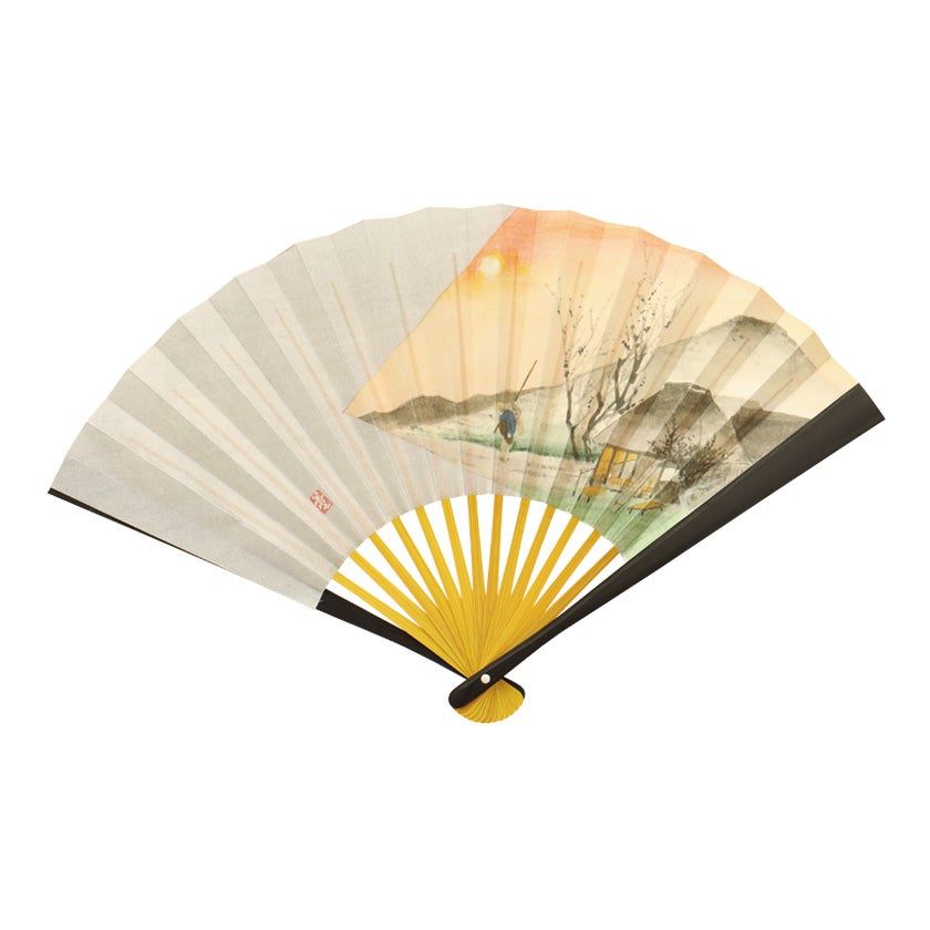 茶道具 扇子（せんす） 御題扇子 旅籠 6.5寸黒染中骨黄染 （裏面：表