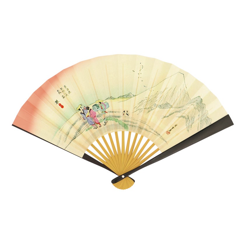 茶道具 扇子（せんす） 御題扇子 朝之富士 6.5寸黒染中骨黄染 （裏面