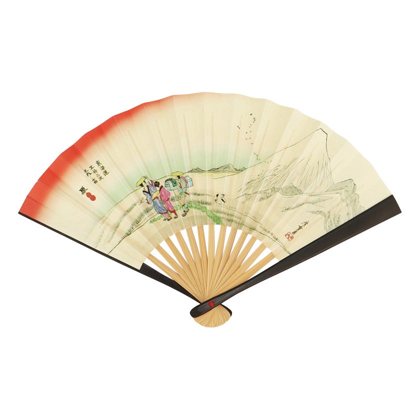 茶道具 扇子（せんす） 御題扇子 朝之富士 5寸黒染 （裏面：無地