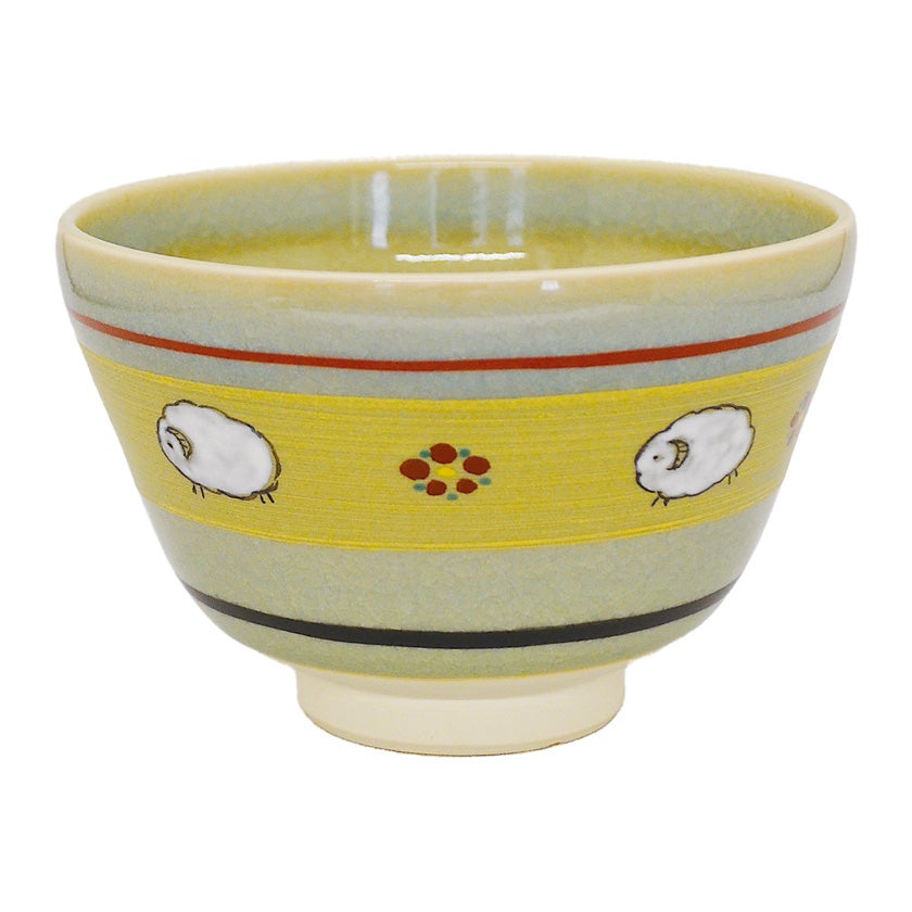 茶道具 抹茶茶碗（まっちゃちゃわん） 色絵茶碗 帯に羊 八木 海峰 干支