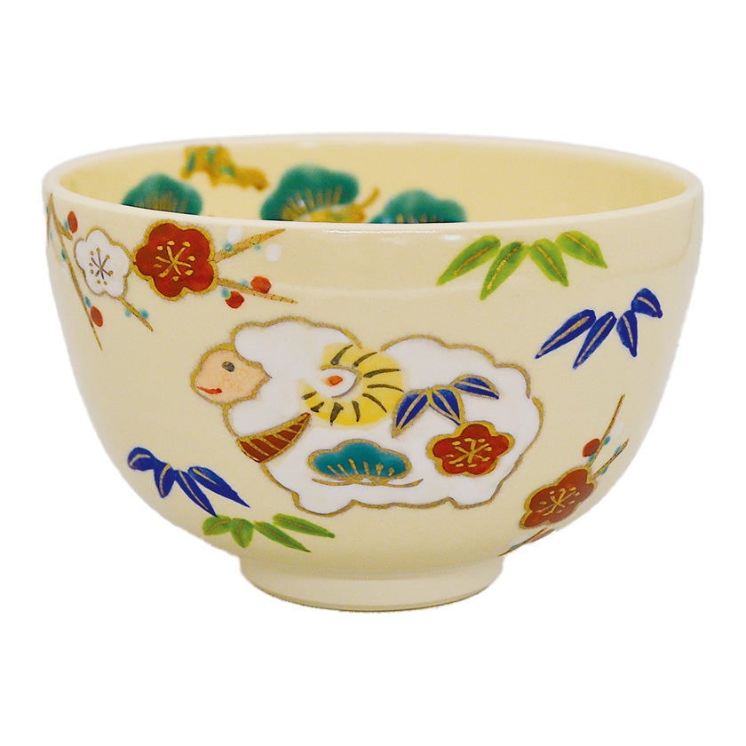茶道具 抹茶茶碗（まっちゃちゃわん） 色絵茶碗 松竹梅 羊 小野 志峰