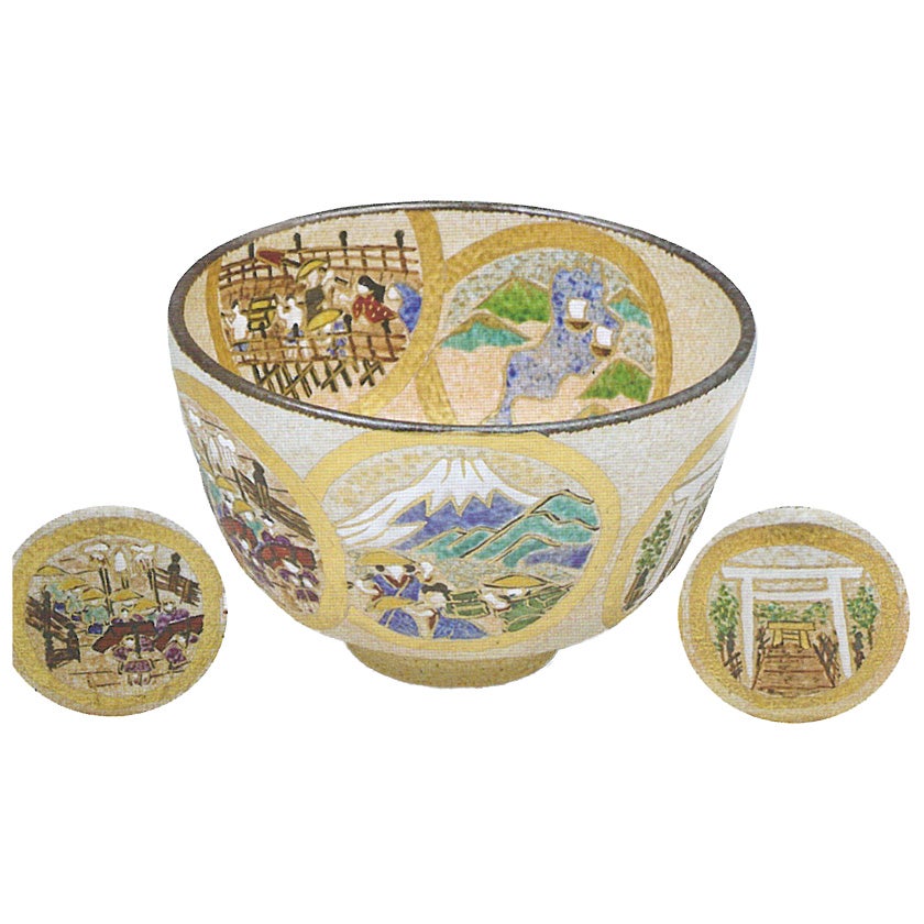 茶道具 抹茶茶碗（まっちゃちゃわん） 色絵 東海道 茶碗 中村 源水