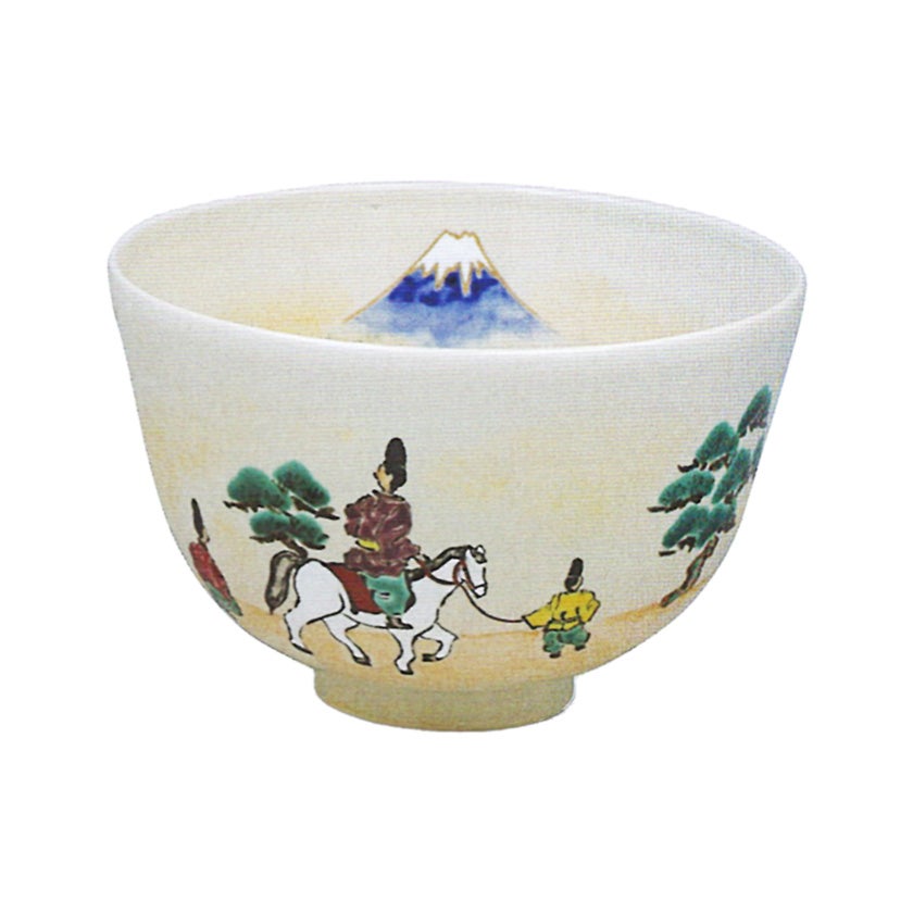 Ｗ８５９　茶碗　『赤絵　亥』『橋本永豊 造』　共箱　抹茶碗　茶道具 茶道具 抹茶茶碗（まっちゃちゃわん） 伊勢物語 東下り 茶碗 橋本 永豊