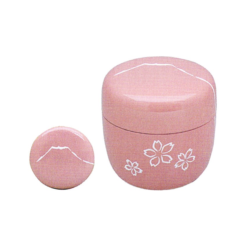 茶道具 薄茶器（うすちゃき） 富士見桜 中棗 （樹脂製） 歌会始 勅題