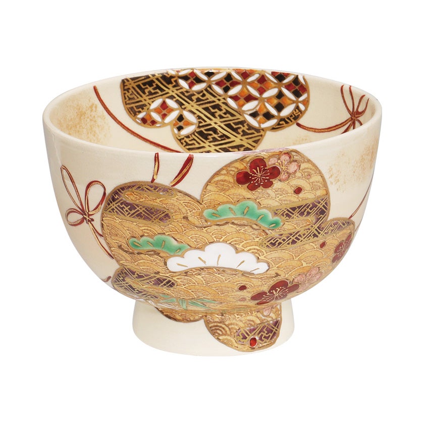茶道具 抹茶茶碗（まっちゃちゃわん） 茶碗 色絵 梅紋松竹梅 加藤 永起