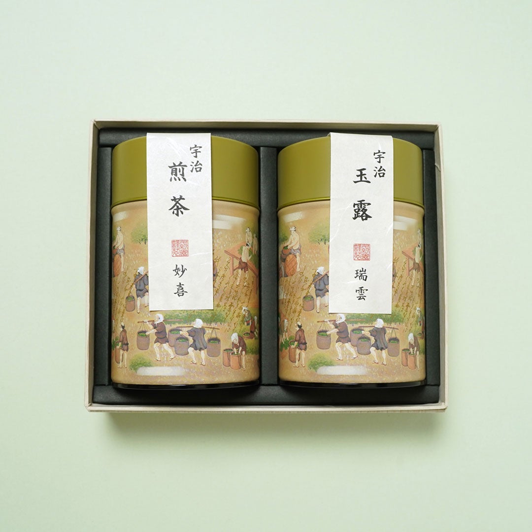 京都宇治の銘茶詰合せ 宇治玉露「瑞雲」80g 宇治煎茶「妙喜」80g